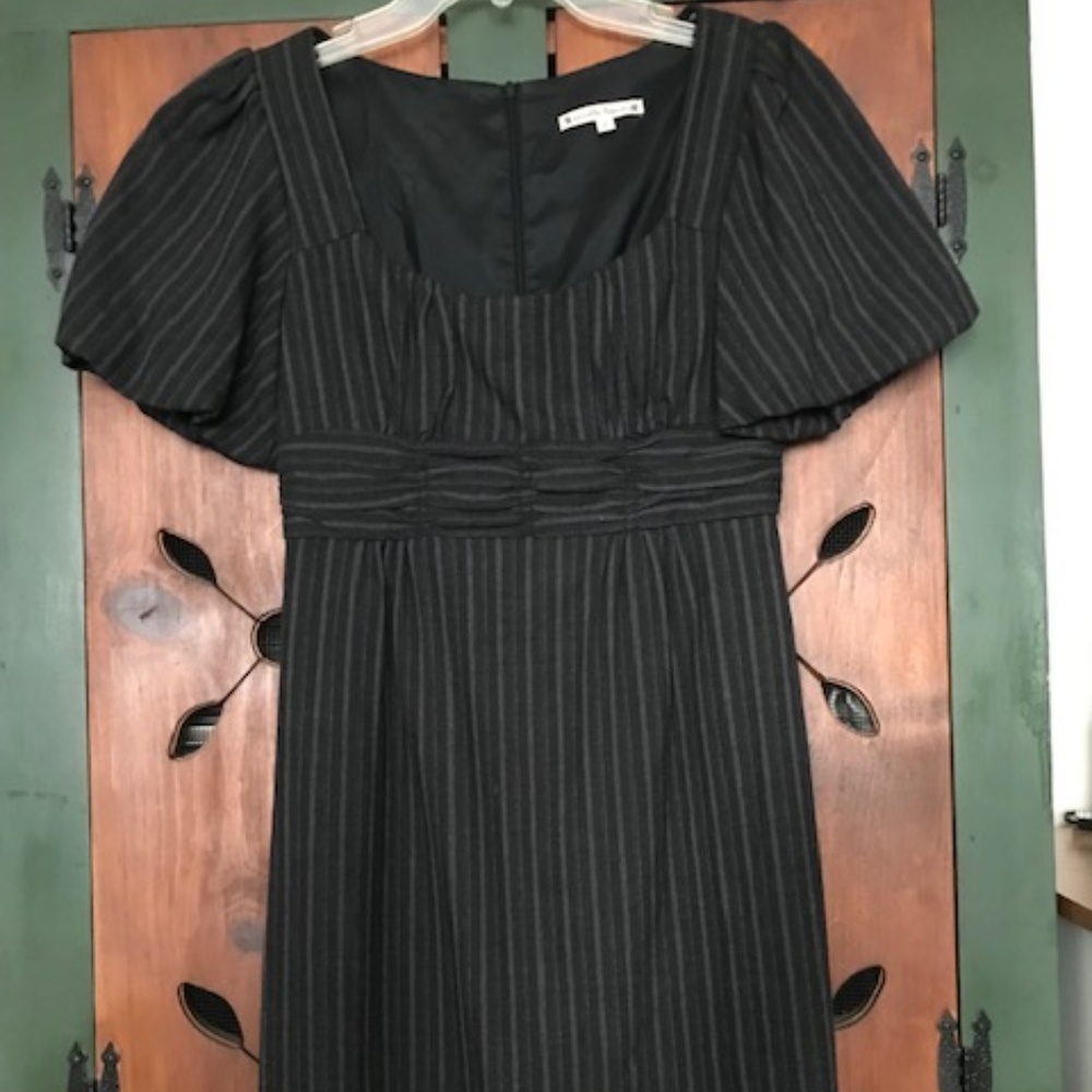 SOLD - Nanette Lepore Gray/White Pinstripe Dress